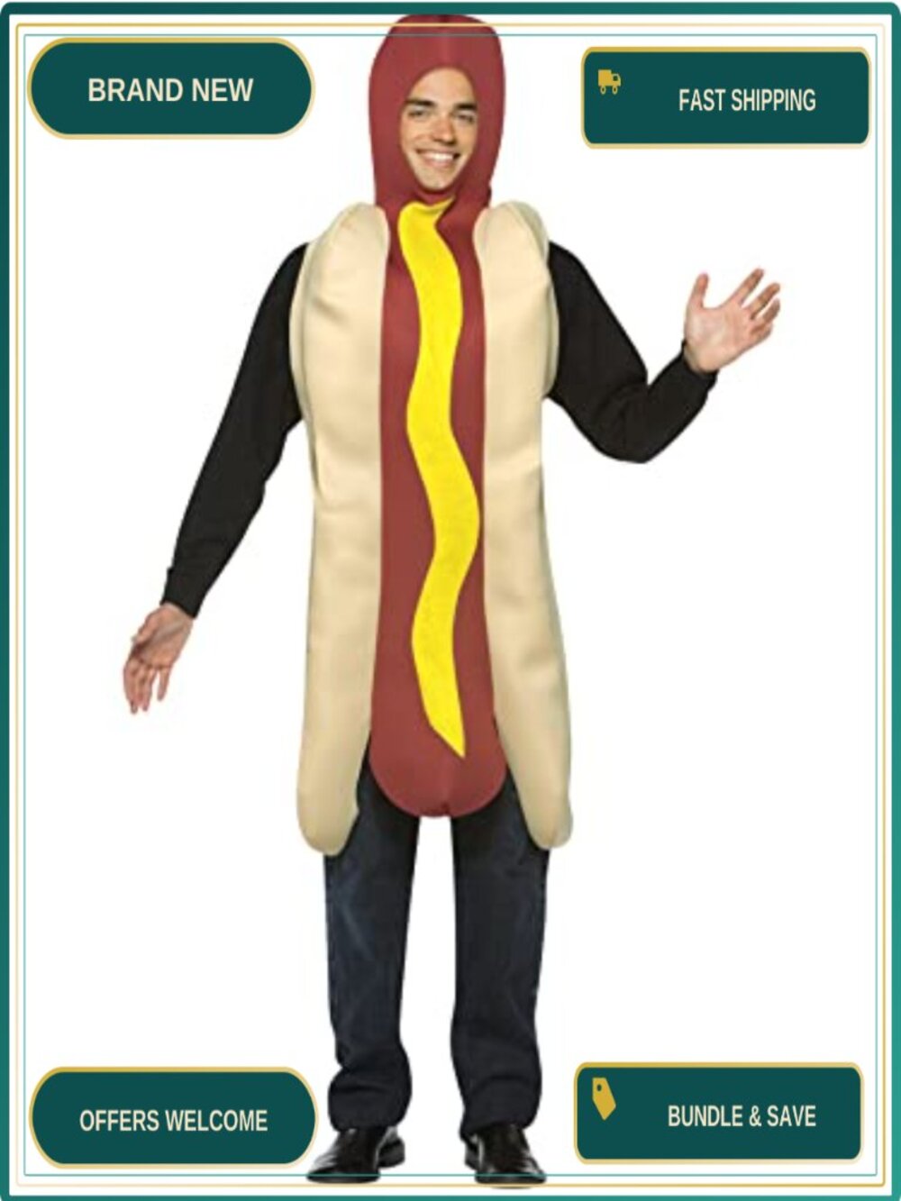 Lightweight Hot Dog One-Piece Tunic Costume Adult Halloween